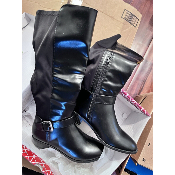 Rampage Womens Imaginer Size 6.5 Black 2" Heeled Tall Riding Boots - Picture 1 of 6